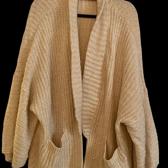 Urban Outfitters Sweaters - Urban Outfitters Cream Knit Shawl Cardigan